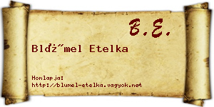 Blümel Etelka névjegykártya
